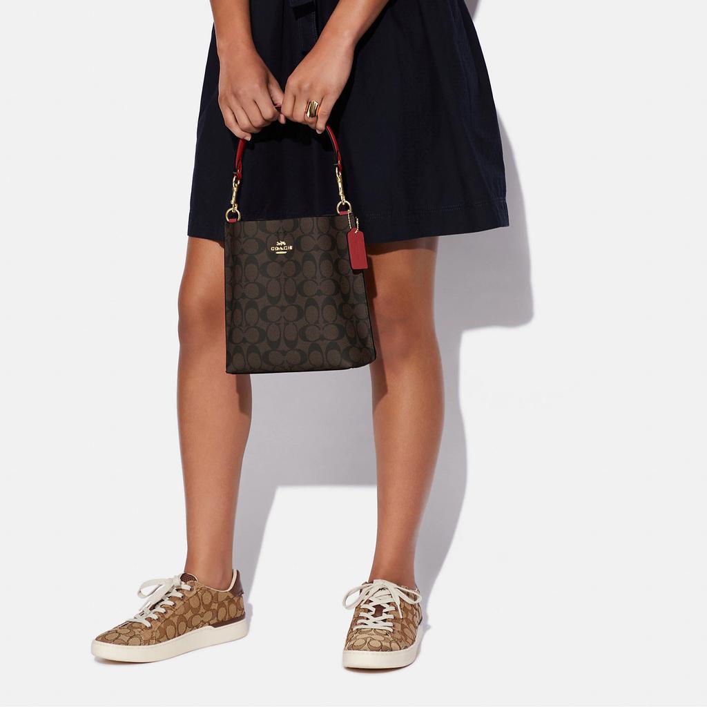 New COACH Mollie Artificial Leather Bucket Bag, Handbag, Shoulder Bag, Crossbody Bag Small Women's Brown CA582-IMRVQ