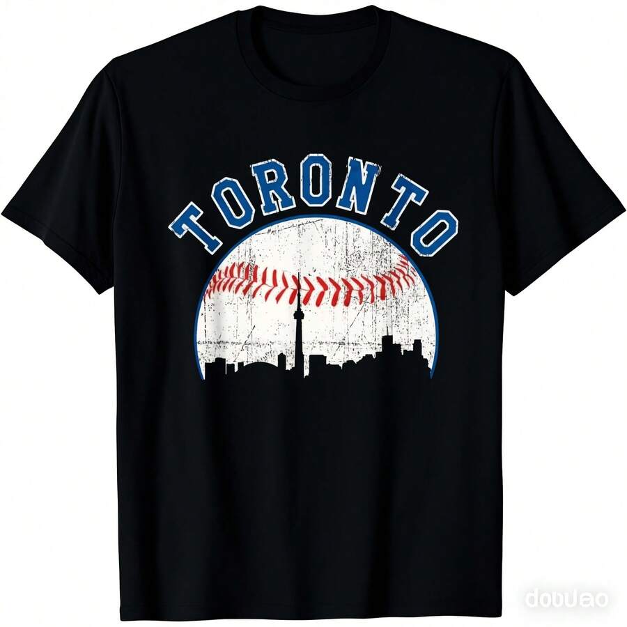 1pc Vintage Toronto Skyline Baseball TShirt Unisex Retro CN Tower Blue Jays Graphic Tee S