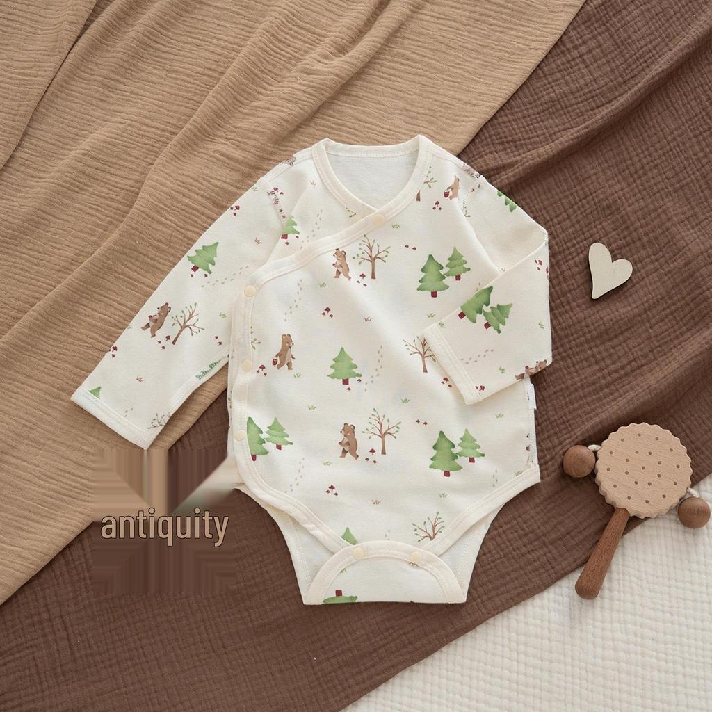 Jesienne bawełniane pajacyki dla niemowląt w stylu skandynawskim z motywem żołędzi: Dziecięca bezszwowa zimowa warstwa bazowa