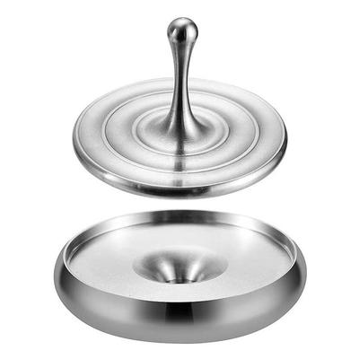Kreisel für Erwachsene, Schreibtischspielzeug für Führungskräfte, Endloskreisel mit Sockel, (Edelstahl, 40 mm, Set aus Totem-Kreisel, Sockel, Reiseetui