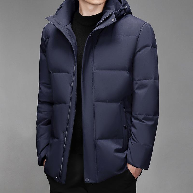 Short Down Jacket Men's Winter New Men's Hooded Jacket Versatile Solid Color Lapel Loose Warm Casual Men's Clothing
