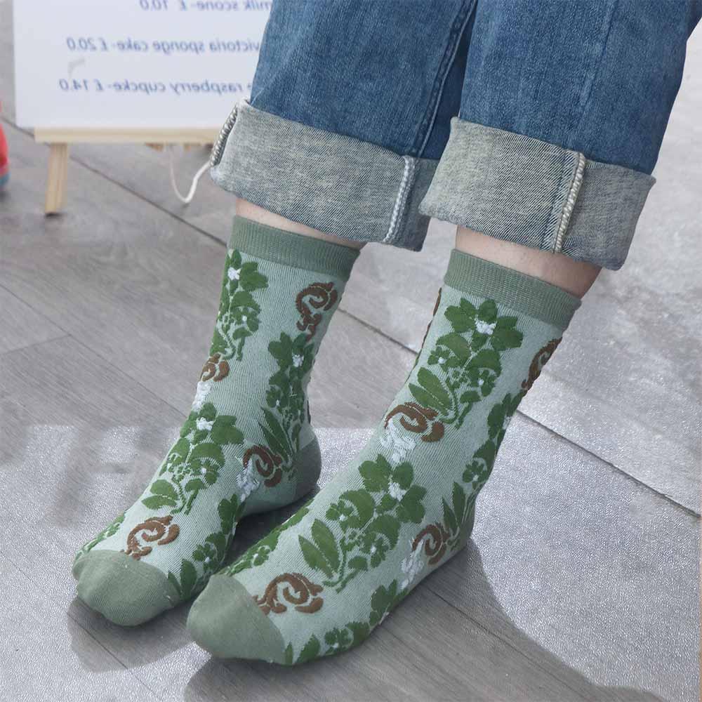 Print Cotton Korean Style Socks College Style Hosiery Middle Tube Hosiery Girls Jacquard Socks