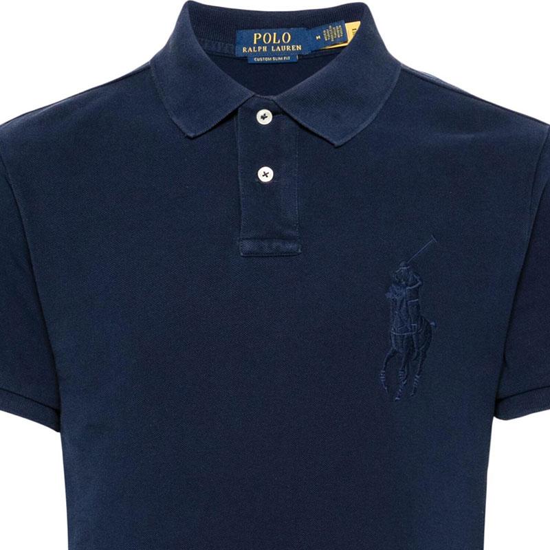Polo Ralph Lauren Jednobarevné s vyšívaným logem Pánské topy Slim Fit Polokošile Námořnická modř 710938137-006