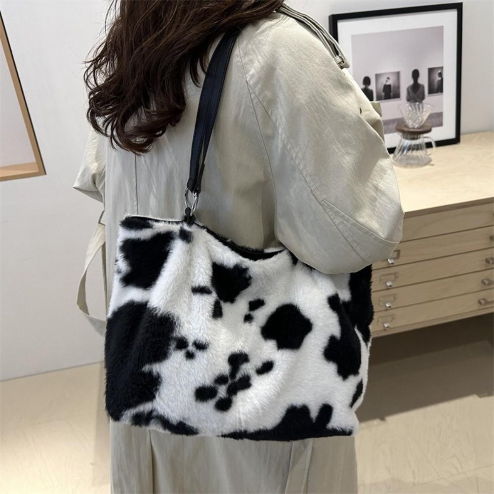 New Large Capacity Winter Travel Tote Bag Cow Printing Shoulder Bag Ladies Handbag Shopper Bags For Women