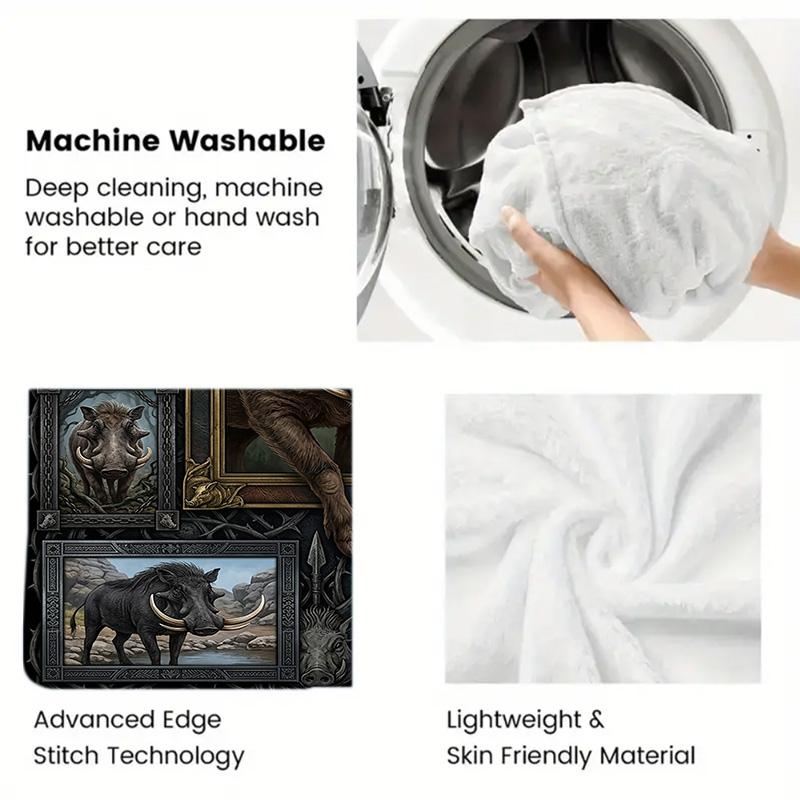 Warthog Variations Art 2D Flat Pattern Flannel Blanket, High Quality All Seasons, Home Decor, Warmth and Comfort, Perfect for Christmas Gifts.
