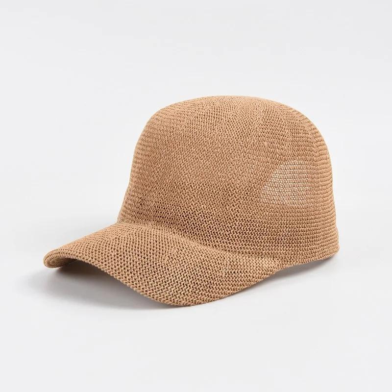 2024 New Summer Breathable Straw Baseball Cap Men Outdoor Paper Sun Hats Women Solid Color Adjustable Shade Beach Hats