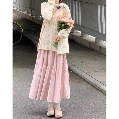 Pink Temperament Skirt for Women In Summer New Style Gentle Style High Waist Gentle Style Long Skirt To Make Them Look Slim