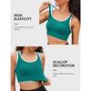 CHARMLEAKS Bikini Top per donna, scollo a barchetta, a coste, smerlato, costume da bagno imbottito, costume da bagno sportivo