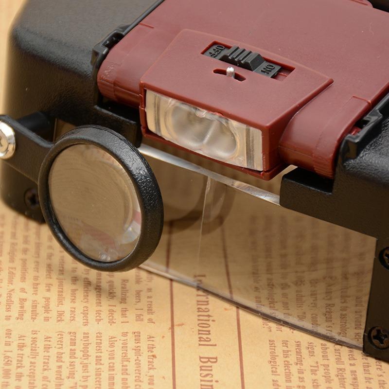 Head Mounted Led Light Reading Electronic Repair Magnifying Glass Abs Resin Acrylic Lens