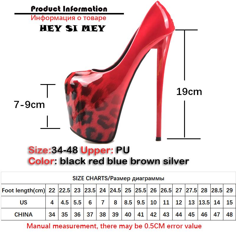 Sexy Leopard High Heels Women Shoes Platform Large Size 45 50 Gold Red Women's Heels Pumps Brand Fetish Party Dance Shoes Lady