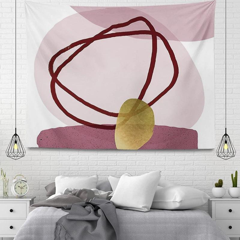 Pink Simple Illustration Decorative Tapestry Home Wall Decoration Office Living Room Tapestry