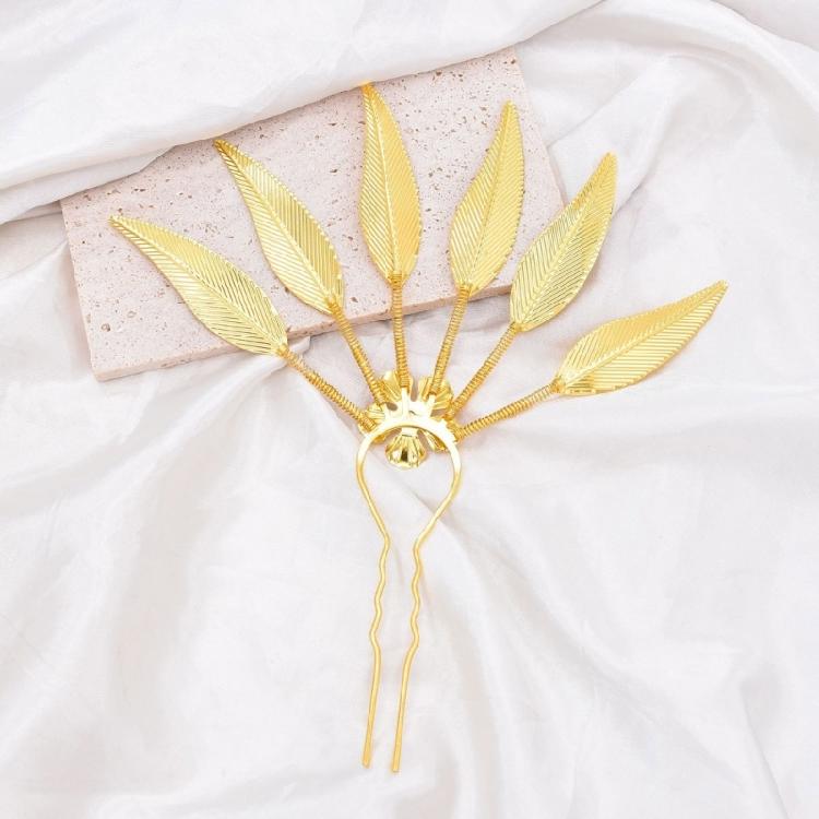 Traditional Thai Peacocks Leaf Hair Decoration Alloy Hair Accesories with Rhinestones Hairpieces for Special Occasion