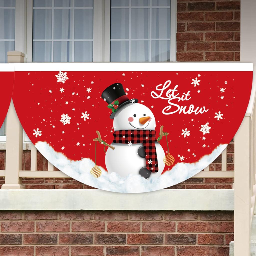 Christmas Outdoor Fan-shaped Flag Banner Christmas Decor for Home 2025 Cristmas Drop Ornament Xmas Navidad Gift New Year 2025