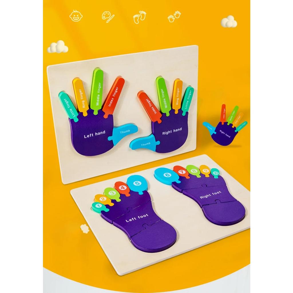 Palm Feet Busy Board Early Learning Educational Toys Puzzles Toddlers Gifts Wood Cognitive Montessori Toys for Children Kids