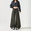 Spring Pure Cotton Low Waist Patchwork Fashion Micro Flare Relaxed Cargo Denim Pants Women Casual Pants Oversize Denim Trousers