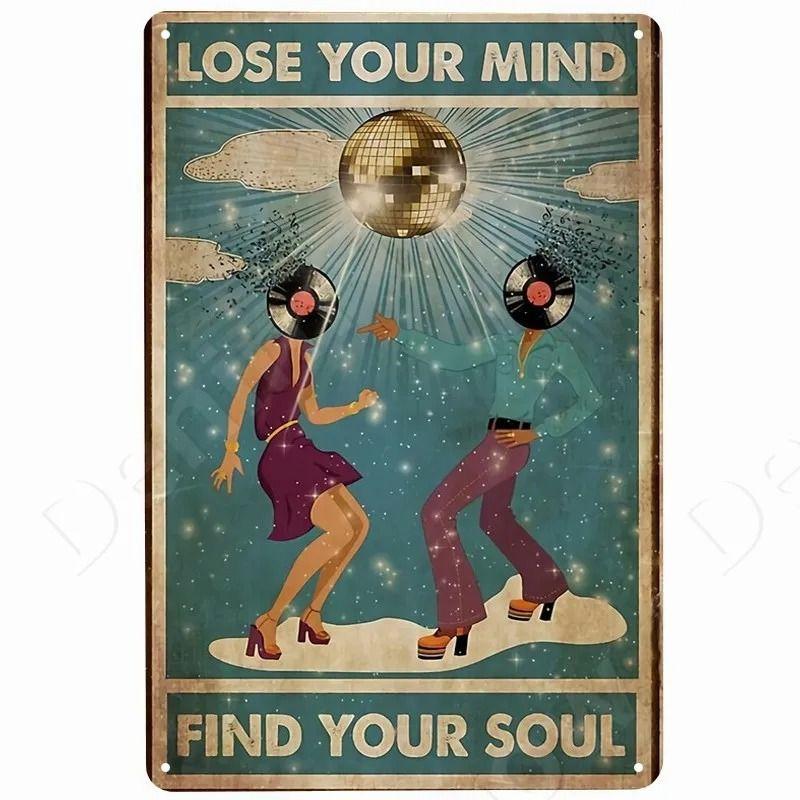 Vintage Rock Music Style Tin Painting for Bars Cafes Home Walls
