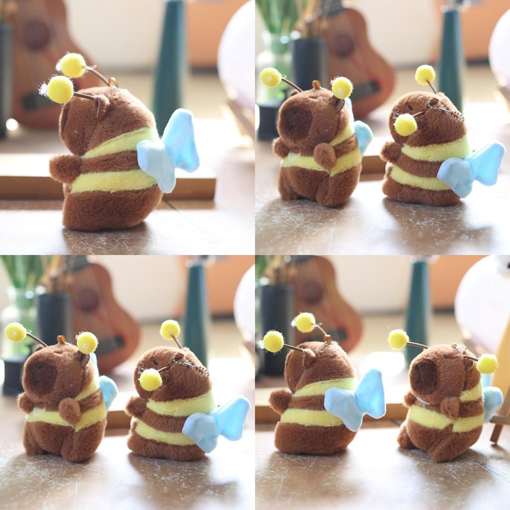 Bee Capybara Plush Keychain Vibrating Wings Pp Cotton Super Soft Stuffed Animal Bag Charm Gift