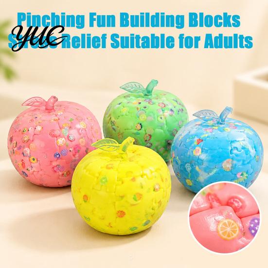 Decompression Toys for Relaxation Apple Squishy Toy, Fruit Squeeze Fidget Toy with Confetti, Soft Portable Anxiety Relief Stress Adults, Desktop