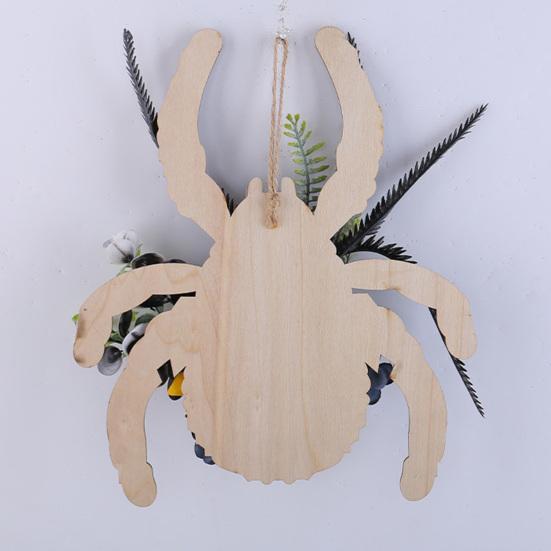 Spider Wreath Wooden Black Spider Wreath with Artificial Flowers Front Door Hanging Decoration for Floral Arrangement Halloween Wall Window Decor