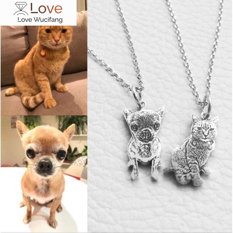 

Персонализированное ожерелье для питомца, персонализированные ювелирные изделия, серебряный кулон с фотографией, гравировка на память, памятный жетон с именем, портрет
