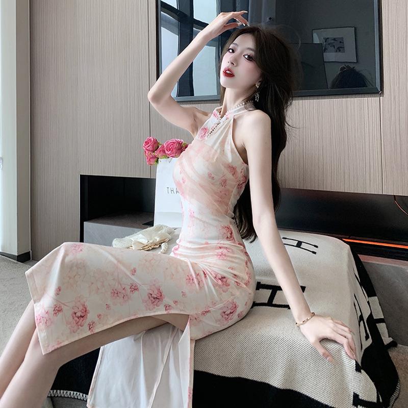 Women's clothing Republic of China style mesh stitching slim-fitting improved cheongsam skirt