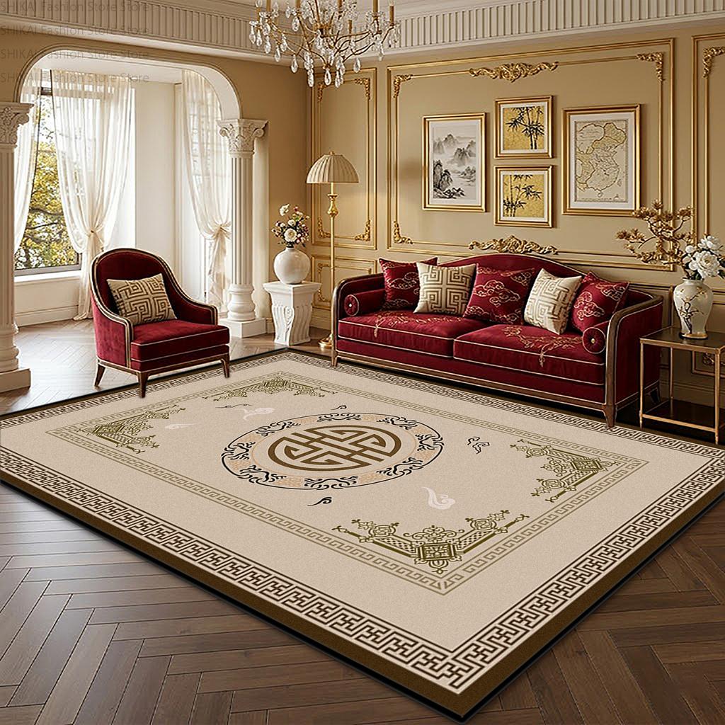 New Chinese Style Red Large Area Living Room Rug Home Decoration Luxury Easy Clean Soft Carpet Non-slip Short Velvet Floor Mats