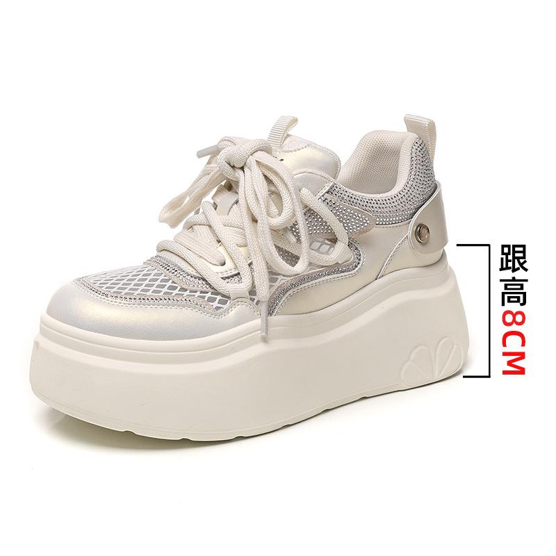 

Маленькие мужские туфли с толстой подошвой, увеличивающие рост, белые, детские, сетчатые, дышащие, тонкие, лето 2025 года, новые, универсальные, для сноуборда 34