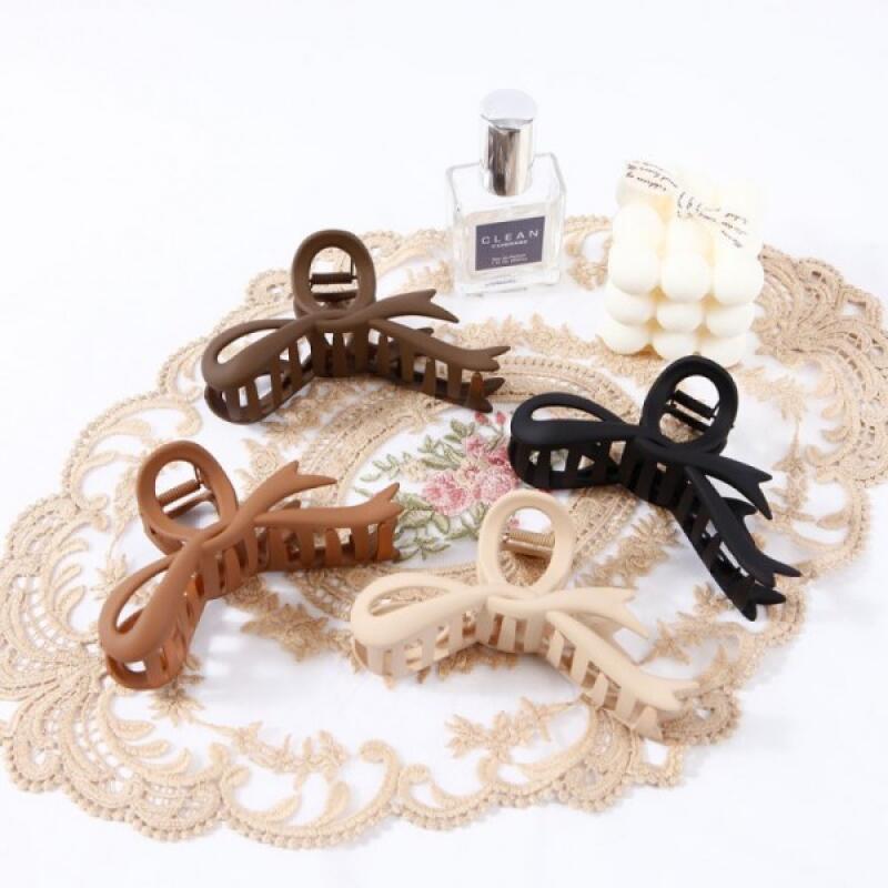 Twisted Ribbon Hair Clip Updo Hair Pin Clip Hairpin 03 Open Ribbon - Khaki