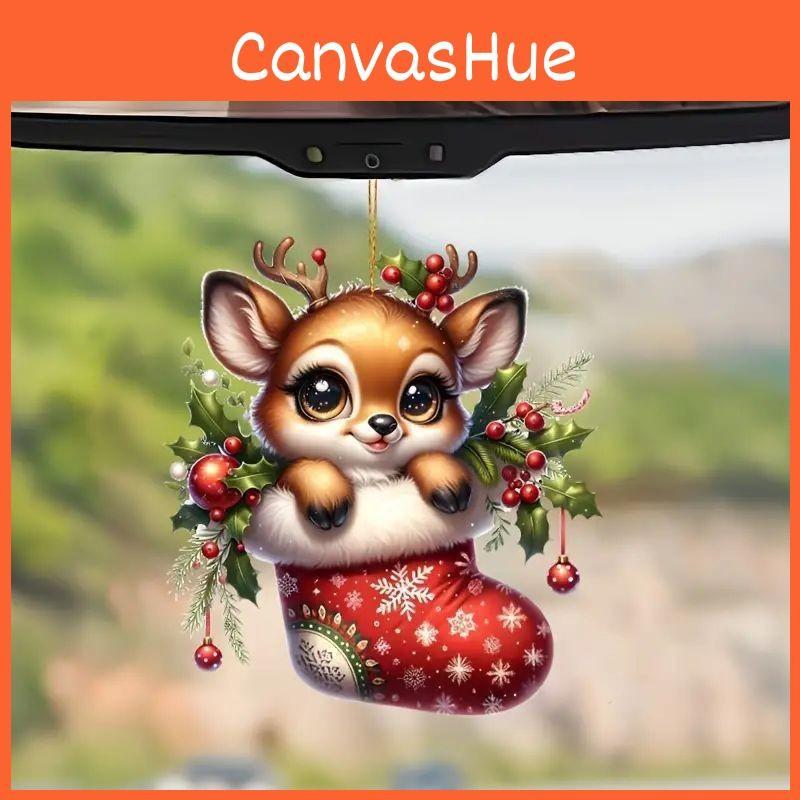 Pendant Holiday Car Cartoon Deer Design Acrylic Construction Decoration Festive