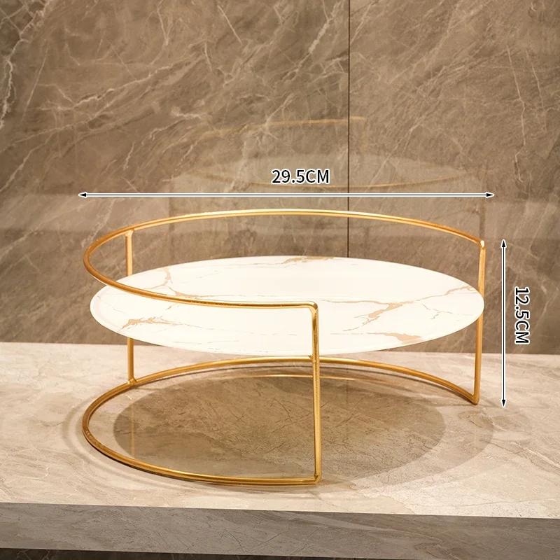 Vassoio in Vetro Marmorizzato Metallico Set da 2 Pezzi Scaffale Decorativo Portaoggetti Organizer da Scrivania Scaffale per Cosmetici Espositore Scaffali per Bagno