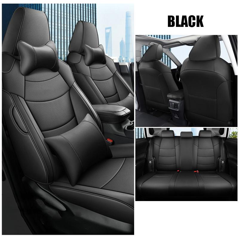 Custom Car Seat Covers Full Set For Toyota RAV4 2019-2025 Waterproof Leather Seat Cushion Protective Cover Interior Accessories