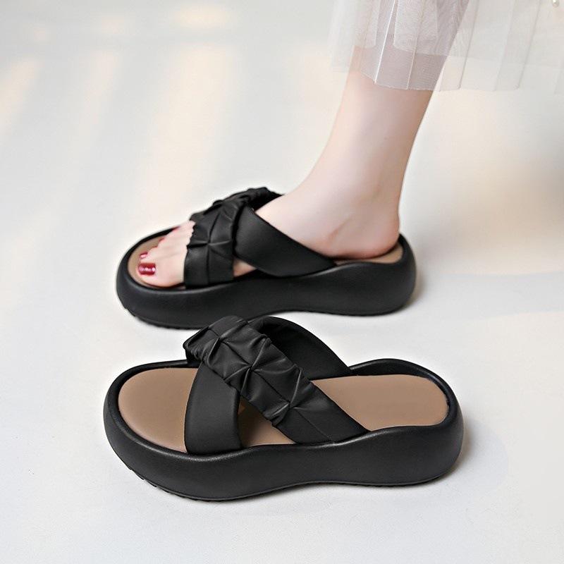 Stepping On Shit Feels Cool Slippers Women's Summer Wear 2025 New Platform Fashion Beach Shoes with Skirts One-word Slippers Pregnant Women