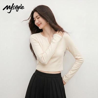 MJ STYLE Women's V-Neck Slim Fit Long Sleeve T-Shirt