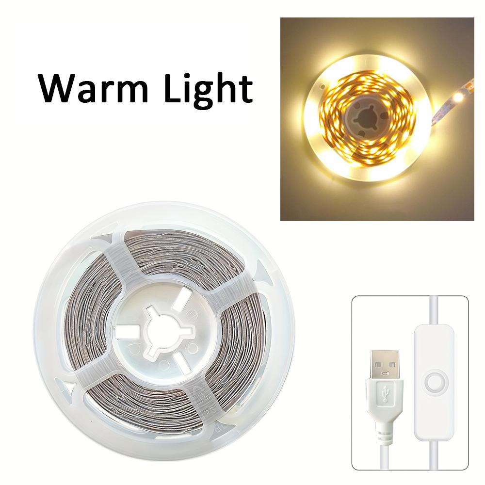 USB LED-Streifenlichter DC 5V 2835 Weiß / Warmweiß LED-Lichter mit EIN/AUS-Schalter für Schlafzimmer, Spiegel, Schrank, Kleiderschrank, TV