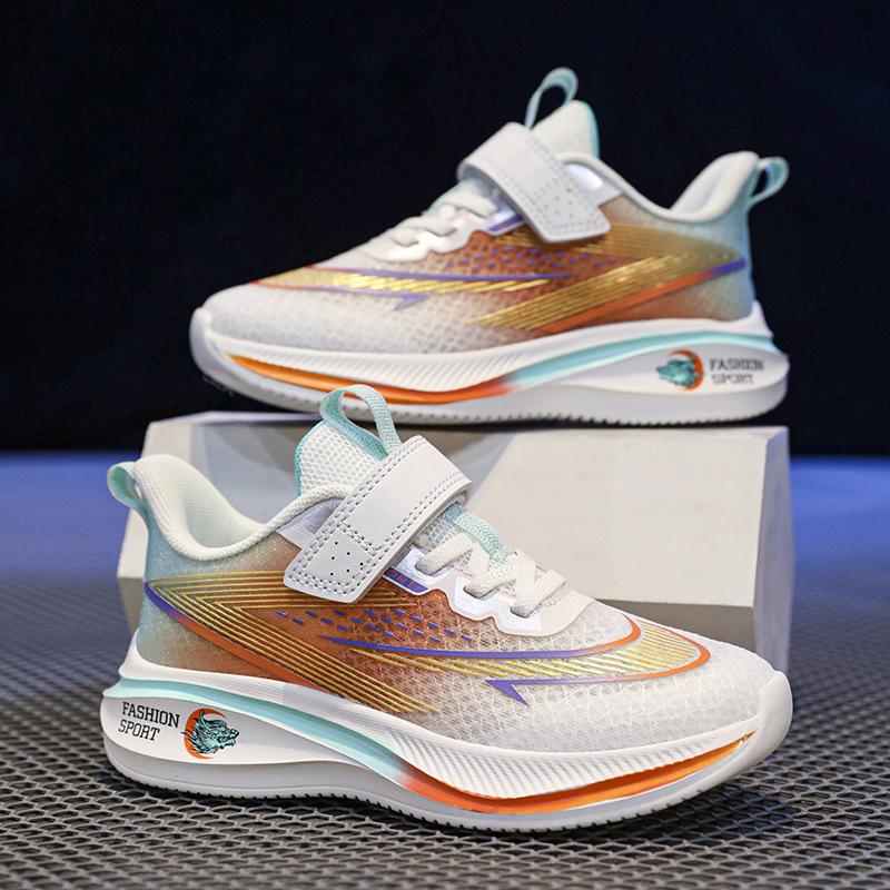 

Children s single-net breathable running shoes Boys 2025 summer light and thin women s rotating button soft-soled sprinting shoes 40