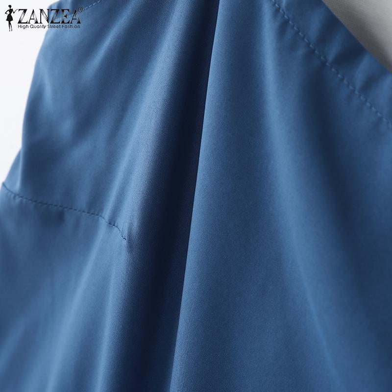 ZANZEA Women Casual Fake Two Piece Patchwork Short Sleeve Blouse