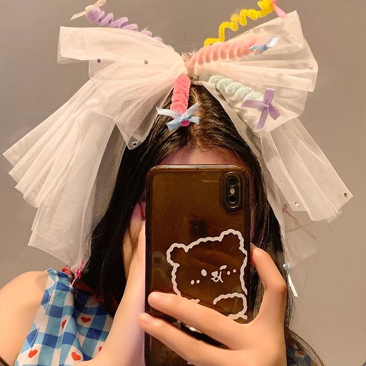 Birthday Hat Mesh Headband with Bow for Girls - Perfect for Celebrations and Photos