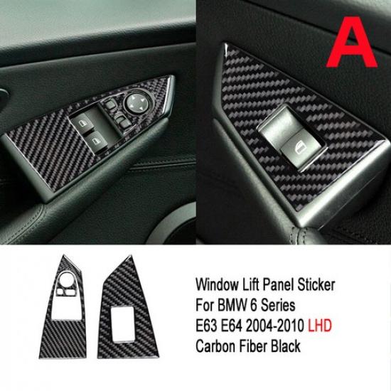 Carbon Fiber Window Lift Switch Interior Trim For BMW 6 650i 645Ci E63 2004-10
