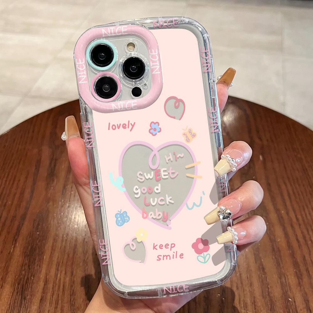 Personalized love English applicable iPhone17ProMax mobile phone case 14 Apple 13 fine hole 12/15 simple 16