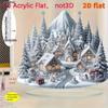 2D Flat Christmas Snow Scenery Desktop Decoration, Christmas Tree, Snowman, Suitable for wall decoration, porch, room, villa, accents Home, Hallway, o