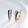 Fashion Women Dangle Earrings  Rose Gold Geometry Black Enamel Natural Zircon Earrings High Quality Daily Jewelry