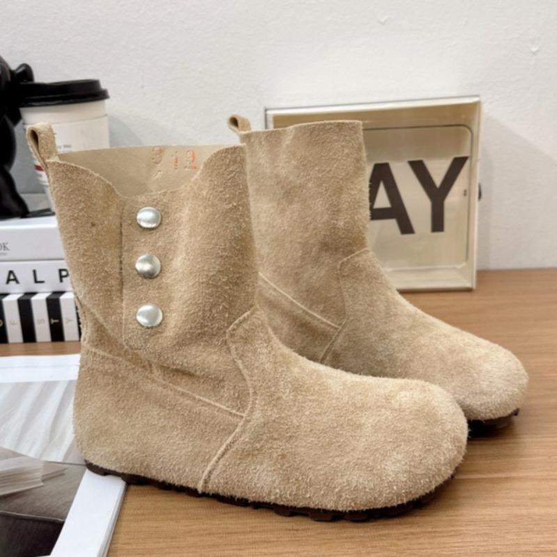 

Women Flats Ankle Short Boots Suede Casual Goth New Trend Walking Shoes Winter Gladiator Fashion Chelsea Botas Mujer 40