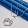 925 Sterling Silver 16-30 Inch Women's Exquisite Feather Heart-shaped Pendant Necklace, Fashionable Wedding Jewelry Accessories