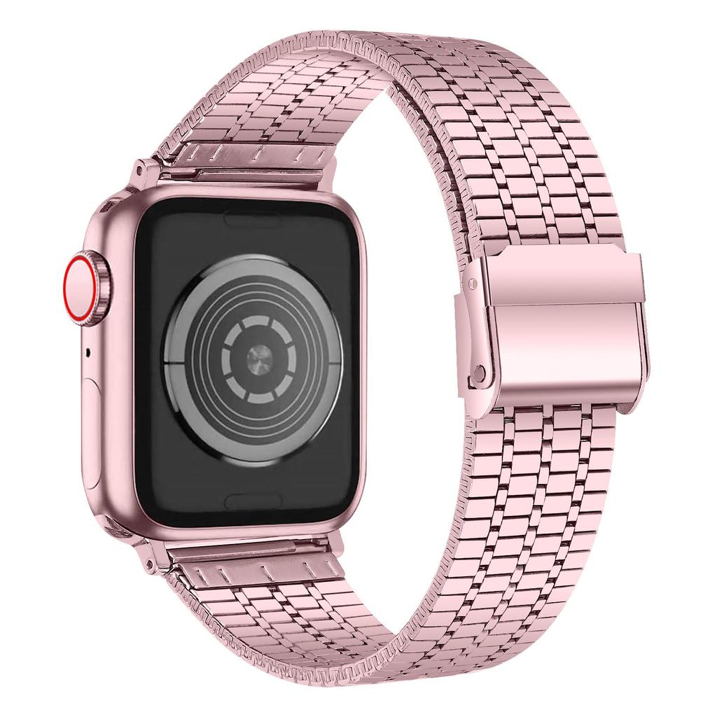 Pasek do zegarka Apple Watch Series 40 mm 42 mm 44 mm 38 mm Luksusowy pasek do zegarka ze stali nierdzewnej do zegarka iWatch Ultra 9 8 7 6 5 4 3 2 1 SE Pasek ze składanym zapięciem 49 mm