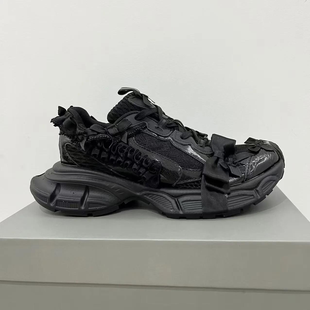 

Модная спортивная обувь на толстой подошве женская с бантом повседневная обувь для бега универсальная сетчатая дышащая удобная для улицы большого размера женская обувь 35