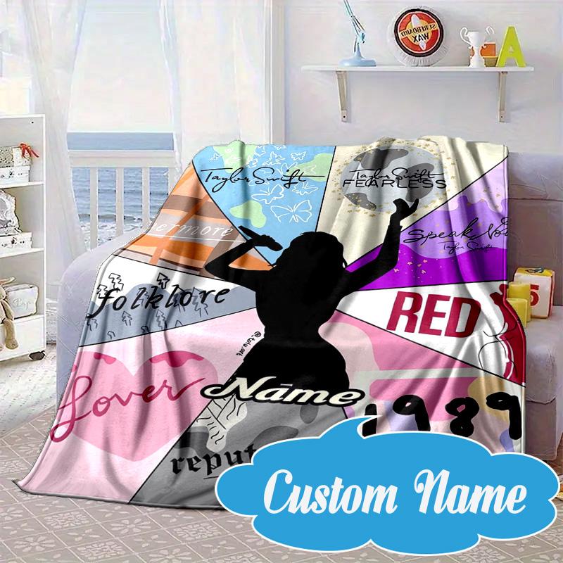 Custom Name Taylor Art Blanket bed sofa Blanket Flannel Blanket for Camping, Hiking, Picnic Essentials,gift for Fan family