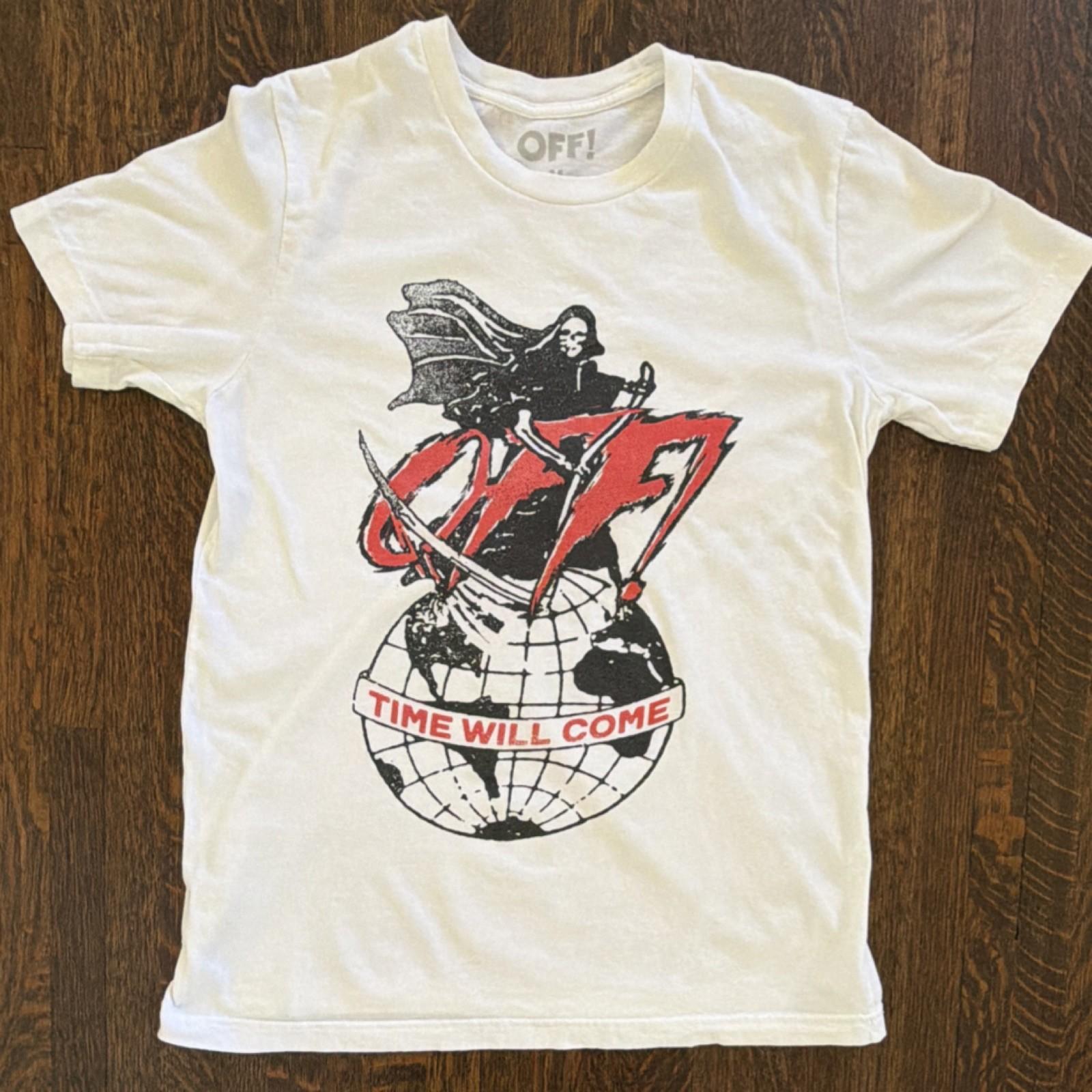 OFF! Men s Grim Reaper Skull Graphic Print T-Shirt White M Crew Neck Cotton S разноцветный