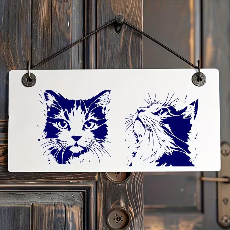 Cat Stencils for Painting Walls 4Pcs Kitten Pattern Hollow Molds Reusable for Home Decor and Scrapbooking DIY Crafts
