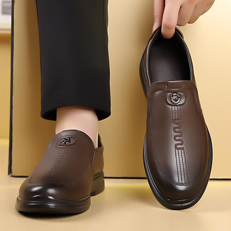 Fashion Business Soft Leather Shoes for Men 2025 Autumn New Designer Loafers Male Solid Color Wear-resisting Middle-aged Man Shoes