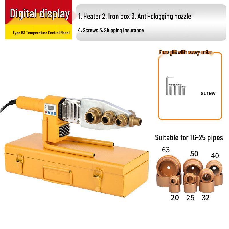 PPR 20-63mm Hot Melt Pipe Welder with Non-Stick Die Head for Plumbing and Engineering